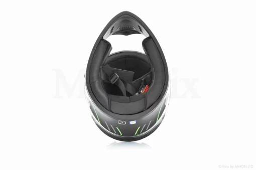 Шлем интеграл "DAVID" (#D820F, черно-серо-зеленый, XL, ABS), QT-031438