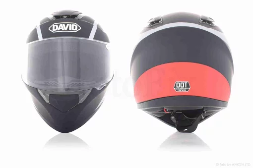 Шолом інтеграл "DAVID" (#D820D, чорний матовий-сіро-червоний, XL, ABS), QT-031442