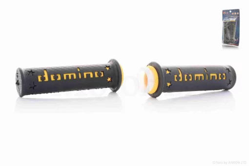 Грипсы (ручки руля) универсальные #2 "DOMINO" (черно-желтые), QT-033685