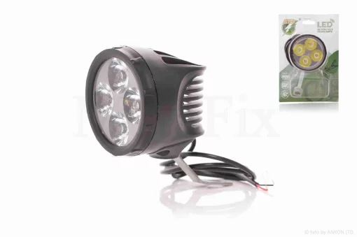 Фара додаткова діодна, кругла, D58, 4 діоди, кронштейн під дзеркало "RTD", QT-027956