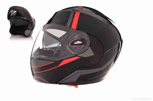 Шлем трансформер "VLAND" #158, черно-красный, очки, L, QT-028501