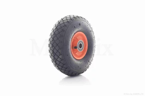 Колесо для тачки в сборе 3.00-4 (пневматическое, оранжевый диск, подшипник 6204 &Oslash;20), QT-034711