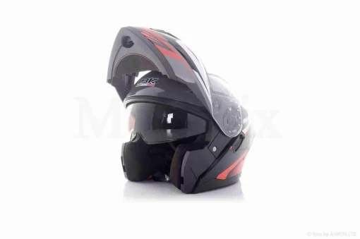 Шлем трансформер "IBK" (#965A габарит 3 режима, черно-красный, XL, очки), QT-036124