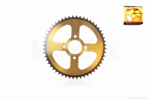 Зірка трансмісії задня 4-90/64, d58, D268 520-52T CG250 "KDMOT" (gold/black), QT-035867