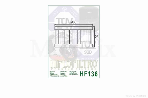 Фильтр масляный мото HF136 D60/H33 "HIFLO" ТАЙЛАНД, QT-011870