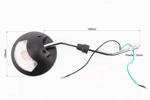 Зеркала к-кт Круглые-черные "Delta" с поворотами на "хром" ножке, м10, FIX-204928