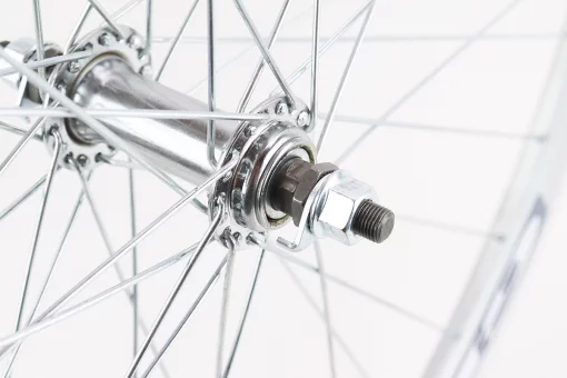 Колесо 28" переднее V-brake, обод "капля" алюминиевый, втулка 14Gх36H, крепл. гайка, "GRAVITY", серое, FIX-206714