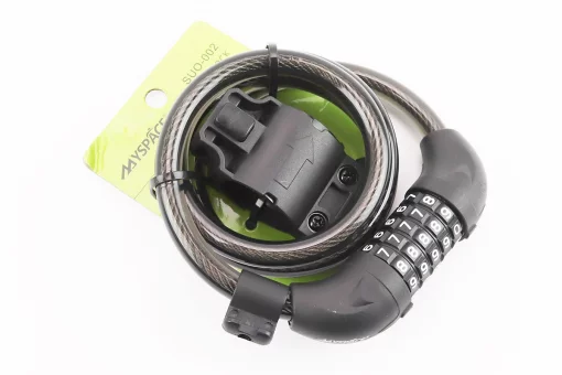 Замок противоугонный тросовый 1200х12мм с 5-х значным кодом, крепл. за трубу сидения, SUO-002, FIX-204953