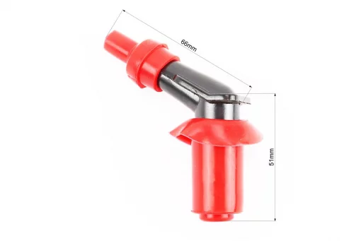 Колпачок свечной "люлька" 45град "силикон" КРАСНЫЙ, FIX-301493