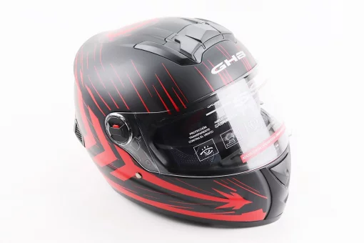 Шлем интеграл, закрытый (сертификация DOT)+откидные очки BLD-M61 S (55-56см), ЧЕРНО-КРАСНЫЙ (флюоресцентный), FIX-208387