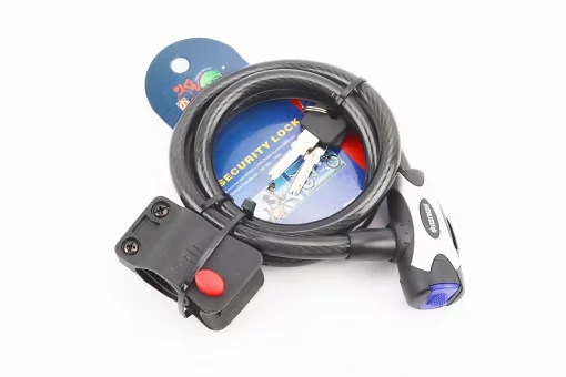 Замок противоугонный тросовый 1000х12мм под ключ, крепл. за трубу сидения, TY555, FIX-301644
