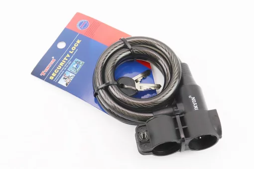 Замок противоугонный тросовый 1000х12мм под ключ, крепл. за трубу сидения, TY505, FIX-301719