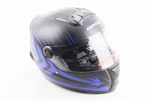 Шлем интеграл, закрытый (сертификация DOT)+откидные очки BLD-M61 M (57-58см), ЧЕРНО-СИНИЙ (флюоресцентный), FIX-208430