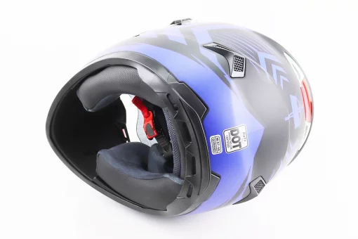 Шлем интеграл, закрытый (сертификация DOT)+откидные очки BLD-M61 M (57-58см), ЧЕРНО-СИНИЙ (флюоресцентный), FIX-208430