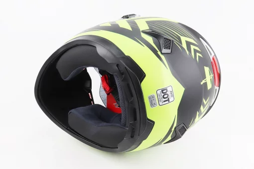 Шлем интеграл, закрытый (сертификация DOT)+откидные очки BLD-M61 M (57-58см), ЧЕРНО-ЖЕЛТЫЙ (флюоресцентный), FIX-208431