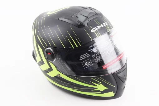 Шлем интеграл, закрытый (сертификация DOT)+откидные очки BLD-M61 S (55-56см), ЧЕРНО-ЖЕЛТЫЙ (флюоресцентный), FIX-208433