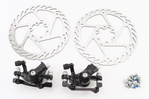 Тормоз Disk-brake передний (F160/R140мм)+задний (F180/R160мм), диски 160мм, крепл. 6 болтов, чёрный DX-2018, тип 2, FIX-203899