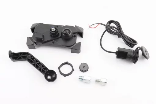 Держатель телефона на руль с черным рисунком, крепление под зеркало + USB зарядка (миним. размер телефона 60*124мм, макс. размер