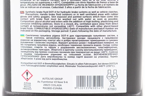 Тормозная жидкость "DOT-4", 500ml, FIX-208612