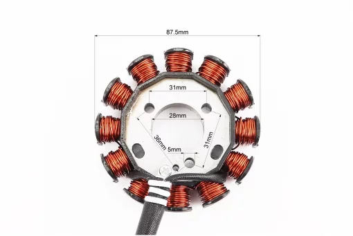 Статор магнето (генератора) Yamaha JOG SA-36J / 39J (12 котушок роз'єм "мама / мама 2 + 2"), FIX-208652