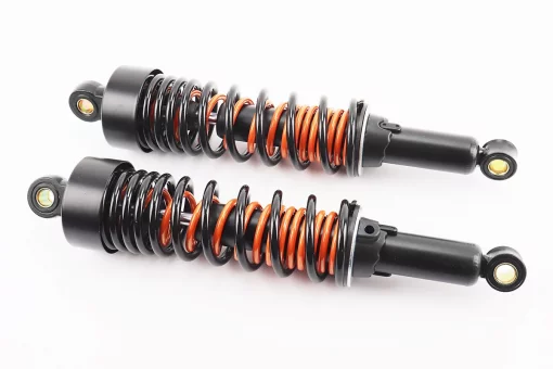 Амортизатор задній JH/CB/CG - 330мм*d64мм (втулка 12мм / втулка 12мм) з подвійною пружиною регул., чорний к-кт 2шт, FIX-208656