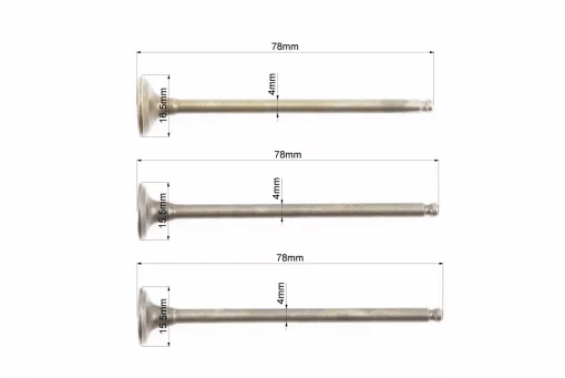 Клапан впускной, выпускной к-кт 3шт Yamaha JOG SA-36J/39J (d=16,5мм - 1шт/d=15,5мм - 2шт; h=78мм), FIX-208658