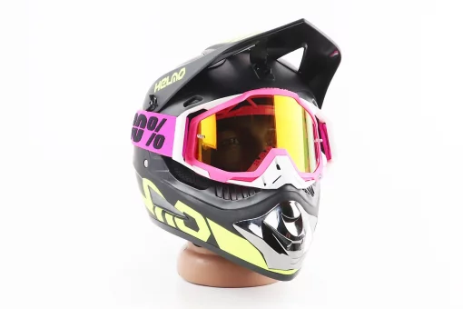 Очки кроссовые/эндуро/АТV, бело-розовые (зеркальное стекло), FIX-207488