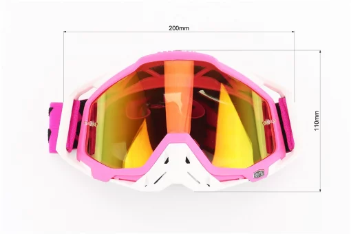 Очки кроссовые/эндуро/АТV, бело-розовые (зеркальное стекло), FIX-207488