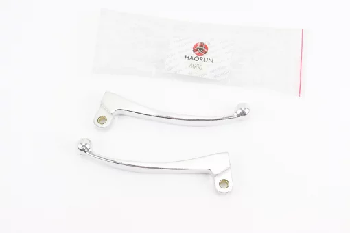 Важелі керма лівий, правий к-кт 2шт (під диск. / барабан. гальмо) Suzuki AD50 "хром", FIX-208679