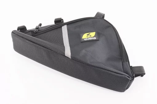 Сумка под раму треугольная 3500х260х200мм, крепл. на липучке, влагозащитная, светоотражающие полосы, чёрная, FIX-208719