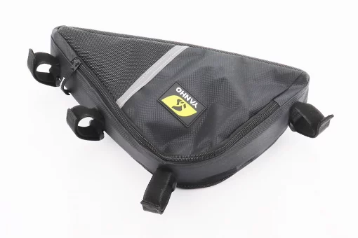 Сумка под раму треугольная 3500х260х200мм, крепл. на липучке, влагозащитная, светоотражающие полосы, чёрная, FIX-208719