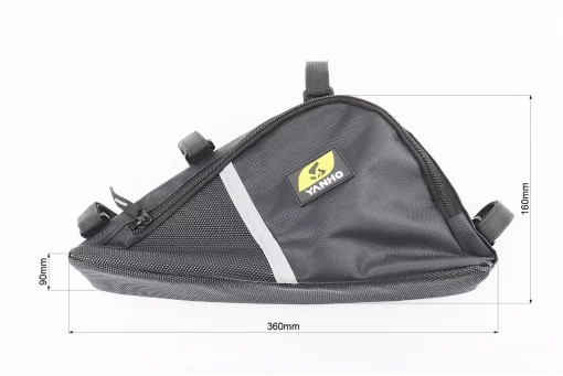 Сумка под раму треугольная 3500х260х200мм, крепл. на липучке, влагозащитная, светоотражающие полосы, чёрная, FIX-208719