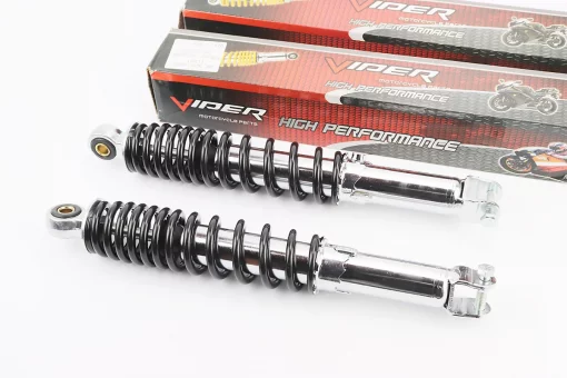 Амортизатор задний GY6 - 335мм*d50мм (втулка 10мм / вилка 8мм), регулир. черный к-кт 2шт, FIX-998730