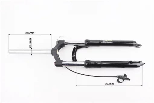 Вилка 26" амортизационная, без резьбы 1-1/8" (28,6мм), шток 255мм, с ходом 100мм, Disk-brake, пружинно-масляная, выносной Lockout,