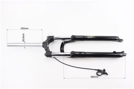 Вилка 29" амортизационная, без резьбы 1-1/8" (28,6мм), шток 255мм, с ходом 100мм, Disk-brake, пружинно-масляная, выносной Lockout,