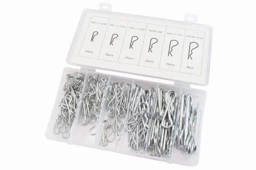 Набір пружинних шплінтів (L-30;d-1,9, L-33;d-1,7, L-40,d-1,7; L-40;d-2,4,L-45;d-3,2, L-75;d-3,7) 6 видів, 150шт, FIX-204519