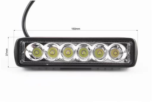 Фара дополнительная светодиодная влагозащитная - 6 LED с креплением, прямоугольная 150*37мм, FIX-324878