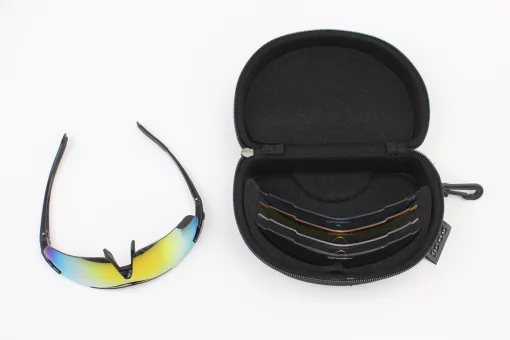 Окуляри з набором для догляду, змінні лінзи 5шт, в твердому чохлі, чорні , FIX-408013