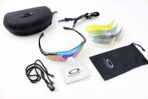 Очки с набором для ухода, сменные линзы 5шт, в жёстком чехле, сине-чёрные , FIX-408015