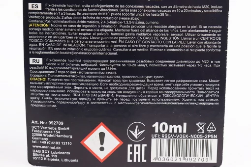 Фиксатор резьбы долгосрочный "9927 Fix-Gewinde hochfest", 10ml, FIX-304120