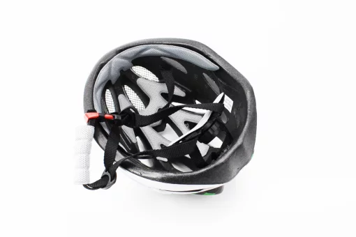 Шлем велосипедный M (54-57 см) съёмный козырёк, 18 вент. отверстий, чёрно-бело-зелёный AV-01, FIX-408106