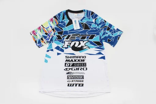 Футболка (Джерси) мужская L-(Polyester 80% / Spandex 20%), короткие рукава, свободный крой, бело-сине-чёрная, FIX-408148