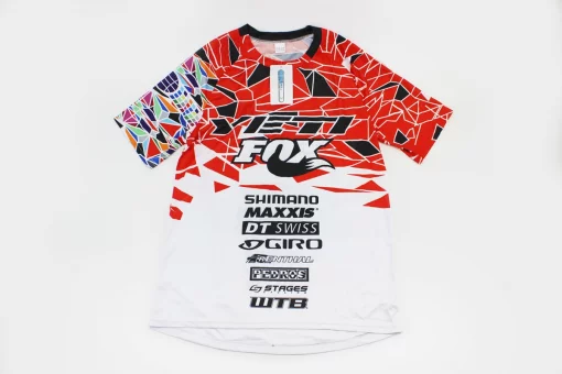 Футболка (Джерси) мужская L-(Polyester 80% / Spandex 20%), короткие рукава, свободный крой, бело-красно-чёрная, FIX-408149