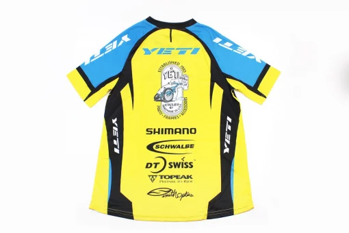 Футболка (Джерси) мужская L-(Polyester 80% / Spandex 20%), короткие рукава, свободный крой, жёлто-сине-чёрная, FIX-408150