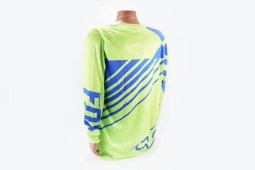 Футболка (Джерси) мужская L-(Polyester 100%), длинные рукава, свободный крой, салатово-синяя, FIX-408164