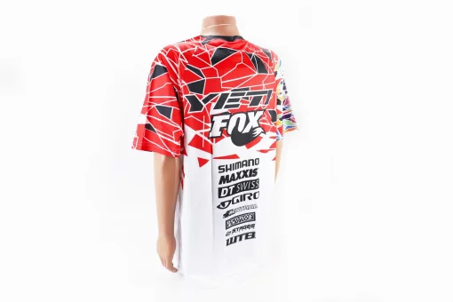 Футболка (Джерси) мужская L-(Polyester 100%), короткие рукава, свободный крой, бело-красно-чёрная, тип 2, FIX-408230