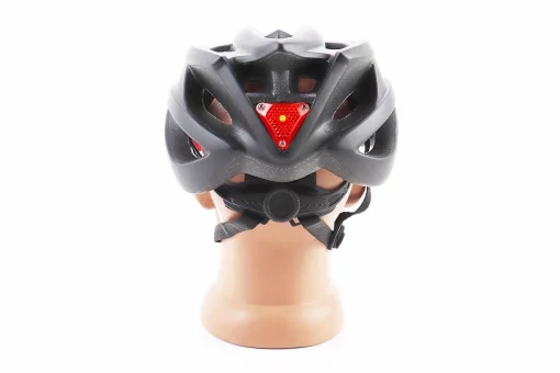 Шлем велосипедный L+фонарь задний, съёмный козырёк, 19 вент. отверстий, чёрный матовый V-05, FIX-408238