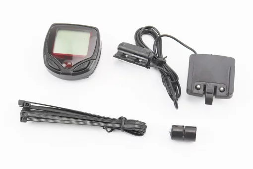 Велокомп'ютер 15-функцій, дротовий, чорний (без батарейок), FIX-409049