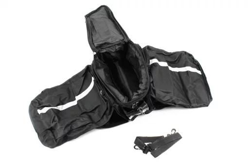 Сумка трансформер на багажник, раскладные боковые карманы, светоотражающие полосы, чёрно-серая, FIX-409078