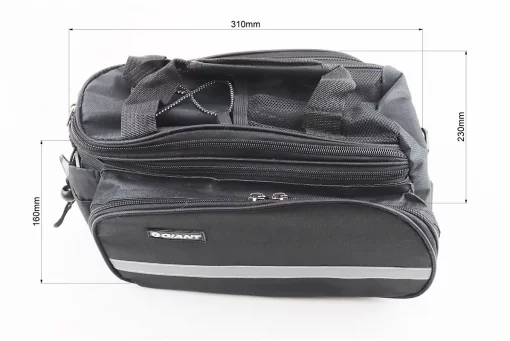 Сумка трансформер на багажник, раскладные боковые карманы, светоотражающие полосы, чёрно-серая, FIX-409078